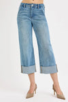 RISEN High Rise Ankle Wide Cuffed Jeans