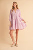 Notched Balloon Sleeve Tiered Mini Dress For Women–Trendy, Chic Style with Modern Balloon Sleeves, Tiered Layers for a Playful & Flirty Look by Stevvex