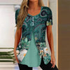 Women’s Printed Faux Two-Piece V-Neck Short Sleeve Top by FitiqueFit