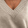 Women’s V-Neck Drop Shoulder Sweater | Casual Long Sleeve Pullover by FitiqueFit