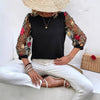 Women's Mesh Patchwork Three-Quarter Sleeve Top – Casual Chic by FitiqueFit