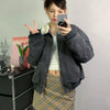 Retro Washed Gray Plush Jacket Mesh Coat For Women