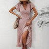Summer Floral Boho Dress - Short Sleeve Ruffle Flowy Maxi Dresses by FitiqueFit