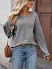 Striped Notched Long Sleeve T-Shirt by Simply Love