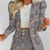 Plus Size Plaid Skirt Suit for Women – Two-Piece Blazer and High Waist Skirt Set by FitiqueFit