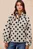BiBi Polka Dot Sherpa Half Zip Up Top with Side Pocket by FitiqueFit