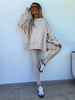 Women’s Casual Sweater Suit – Loose Split Top & Fitted Trousers Set by FitiqueFit