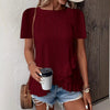 Women’s Casual Solid Color Short Sleeve Crew Neck Top by FitiqueFit