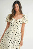 Polka Dot Puff Sleeve Midi Dress For Women – Vintage Fluttering Polka Dot Dress, Feminine Puff Sleeve Dress, Retro Midi Dress, Classic Chic Dress by Stevvex