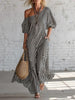 Women's Striped Off-Shoulder Elegant Midi Dress by FitiqueFit