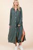 Airflow V-Neck Long Sleeve Button Down Maxi Dress For Women, Casual, Elegant and Versatile Maxi Dress with Button Detail and Slit for Effortless Style