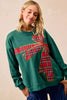 BiBi Plaid Ribbon Bow Detail Christmas Fleece Pullover by FitiqueFit