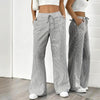 Women's Striped Print Straight Wide Leg Pockets Pants Casual Long Pants by FitiqueFit