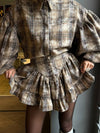 Lantern Sleeve Shirt and Ruffled Skirt Set