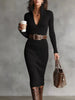 Elegant Ribbed Knit Turtleneck Midi Sweater Dress by Wild and Free Boutique