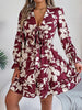 Feminine Lilac Ruffled Printed Long Sleeve Dress Summer Cute Midi Dress by Stevvex
