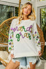 BiBi Fleur De Lis Sleeve Mardi Gras Pullover by FitiqueFit
