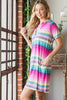Colorful Full Size Striped Short Sleeve Mini Tee Dress Plus Size Casual Essential Summer Dress by Stevvex