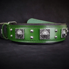 The "Eros" collar 2.5 inch wide Green by Bestia Dog Gear