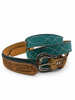 Western Stitch Genuine Suede & Hand Tooled Leather Belt -Turquoise by Neon Spur
