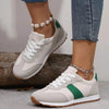 PU Leather Contrast Round Toe Flat Sneakers – Lace-Up Casual by FitiqueFit