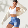 Seamless Denim-Look Yoga Shorts – Back V-Waist Hip-Lifting by FitiqueFit