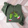Mary Jane Grinchmas Christmas Cannabis Crewneck – Womenswear Hand Christmas Weed Shirt, Merry Weedmas Cotton Sweater by Dog Mom Hat