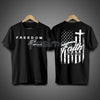 "Faith Over Fear" Freedom American Flag T-Shirt - We Wear Red On October Statement Tee, Patriotic Apparel
