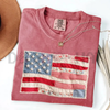 Retro American Flag Shirt – Faux Patchwork USA Tee by Dog Mom Hat