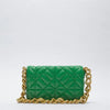 New Adorable Women's Handbag Green Small Flap Shoulder Bag In Thick Metal Chain Women's Clutch Bags Luxury Ladies Shoulder Purse by Stevvex