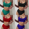 Women Bikini Sets Solid Color Ruffled Swimwear Bathing Suits 2 Piece Split Push Up Bandage Beachwear Women's Bikini Scoop Neck Straps Cutout Crop Top Lace Up Bottom Comfortable Two Piece Swimsuits by Stevvex