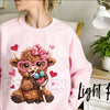 Valentines Highland Cow Sweatshirt | Cute Highlands Cow Shirt | Aesthetic V-Day Cowgirl Crewneck | Retro Fluffy Cow Heart Jumper | Western Valentine Gift for Her | Farmhouse Valentine Pullover
