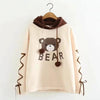 Woman Bear Cap Hoodies Sweatshirt Top Women Long Sleeve Ribbon Hair Ball Cute Sweatshirt Hooded Jumper Pullover Hoodie Hooded Sweatshirt by Stevvex