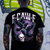 F*CK OFF Crow And Skull Print Men's T-shirt – Summer Medium Length Plain Beige Menswear Tops by Dog Mom Hat