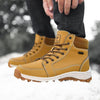 Brown Winter Mens Snow Boots Warm Plush Boots Waterproof Leather Ankle Boots Fashion Outdoor Non-slip Men's Hiking Boots Winter Ankle Snow Hiking Boots Warm Water Resistant Sport Shoes by Stevvex