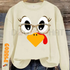 Women's Casual Thanksgiving Turkey Print Pullover Sweater by Dog Mom Hat