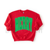 Merry Oversized Print Christmas Sweatshirt – Unisex Festive Holiday Pullover by Dog Mom Hat