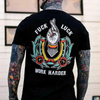 F*CK LUCK WORK HARDER T-Shirt – Hand Flowers Motivational Streetwear Graphic Tee by Dog Mom Hat