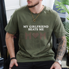 "My Girlfriend Beats Me" Funny Gamer T-shirt by Dog Mom Hat