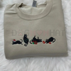 Goth Christmas Cats Embroidered Pullover – Dark Aesthetic Holiday Crewneck by Dog Mom Hat