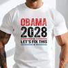 "Obama 2028 - Let's Fix This" Statement T-Shirt - Campaign-Ready Motif by Dog Mom Hat