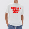 "Who's a Good Boy" Y2K Baby Tee – Funny Dog Lover Shirt by Dog Mom Hat