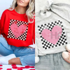Retro Checkered Heart Sweatshirt by Dog Mom Hat