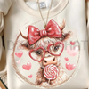 Retro Valentine Highland Cow Sweatshirt by Dog Mom Hat