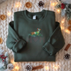 Dachshund on Skis Embroidered Sweatshirt – Funny Christmas Dog Crewneck by Dog Mom Hat