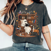 Retro Cozy Ghost Reading T-Shirt - Fall Library & Bookish Spooky Apparel by Dog Mom Hat
