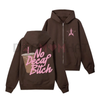 "No Decaf" Brown Zip-Up Hoodie – Coffee Lover Statement by Dog Mom Hat