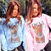 Fashion Leopard Graphic Top Sweatshirt by Dog Mom Hat