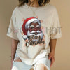 African American Santa Christmas Pajama Black X-Mas T-Shirt – 100% Cotton Family Tee by Dog Mom Hat