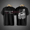 Freedom "Faith Over Fear" T-Shirt – We Wear Red On October, Patriotic American Flag Tee, Gift for Men & Women by Dog Mom Hat